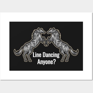 Line Dancing Horses Funny T-Shirt Posters and Art